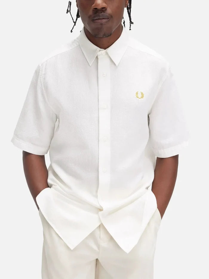 FRED PERRY Textured Seersucker Shirt - White - Shirts GÖMLEK