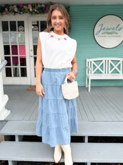 The Anna Floral Top-White