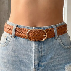 The Braided Oval Belt-Brown