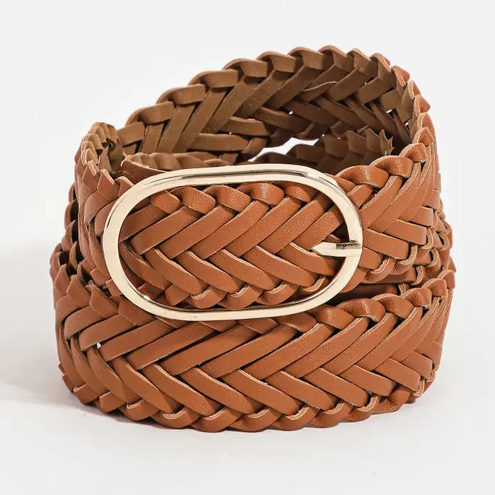 The Braided Oval Belt-Brown
