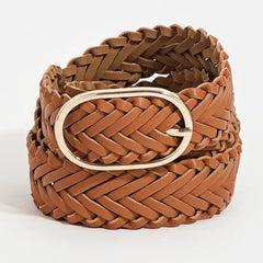 The Braided Oval Belt-Brown