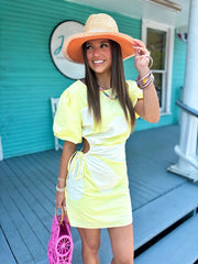 The Harper Flower Mini Dress-Yellow