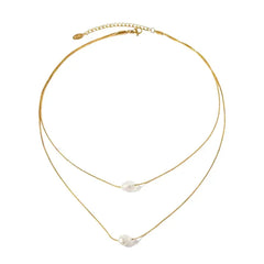 The Kennedy Double Necklace-Pearl