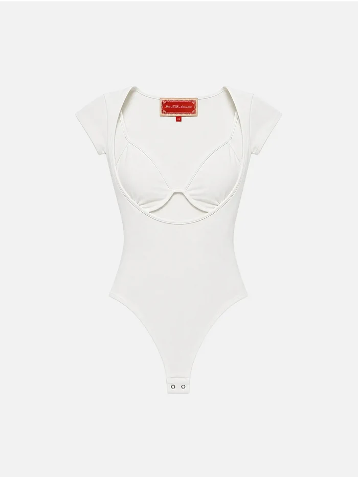 SOON TO BE ANNOUNCED The Keyhole Bodysuit - White - BODYSUIT
