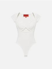 SOON TO BE ANNOUNCED The Keyhole Bodysuit - White - BODYSUIT