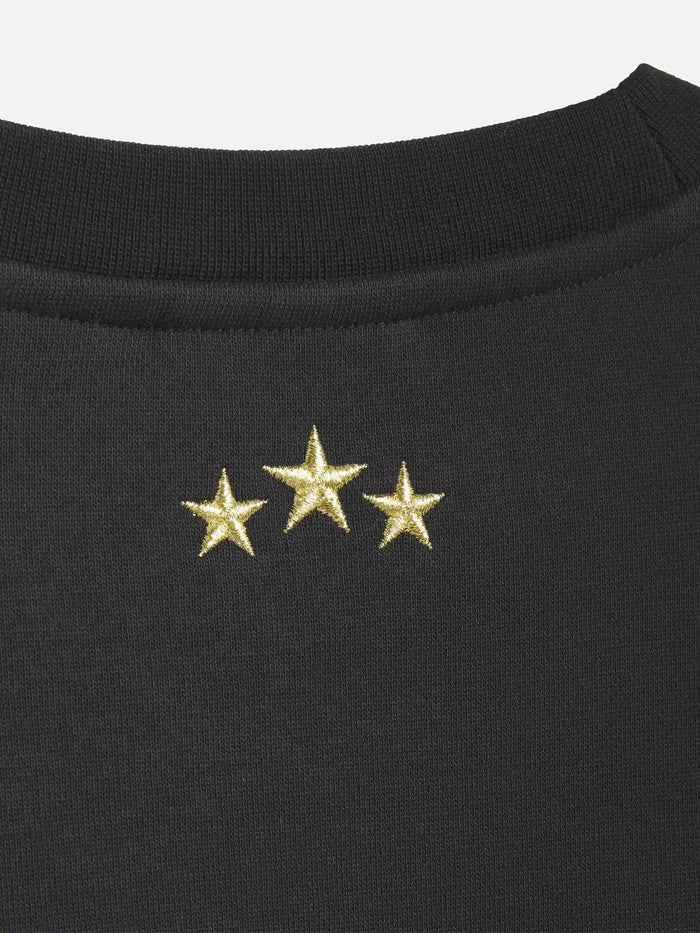 shopi go Thrasher x AFA Argentina Crew 2 - Black – önden görünüm, altın yıldız nakış