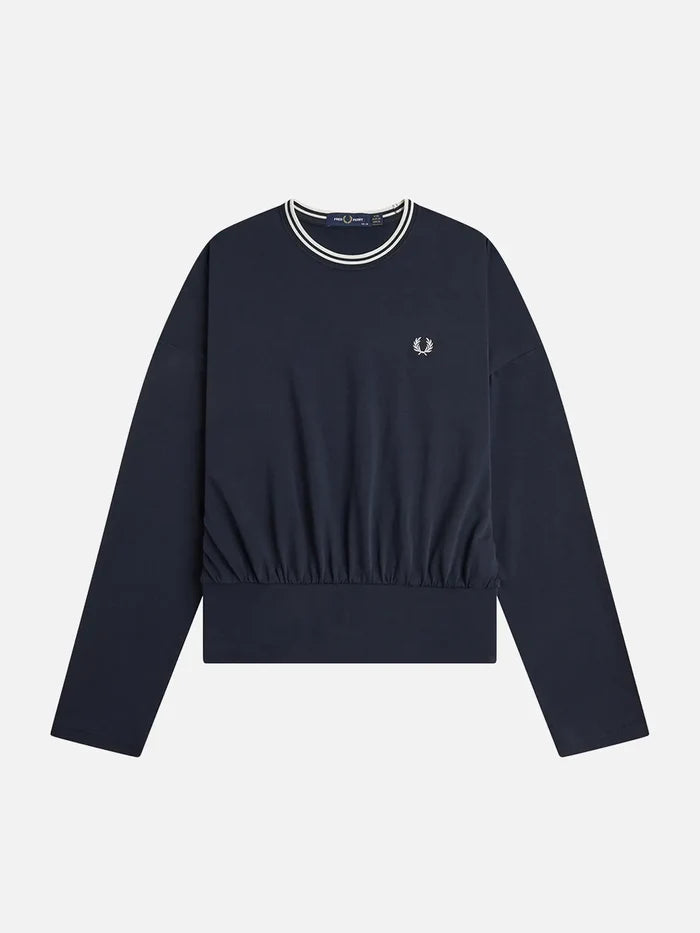 FRED PERRY Twin Tipped L/S T-Shirt – Navy/White, önden görünüm