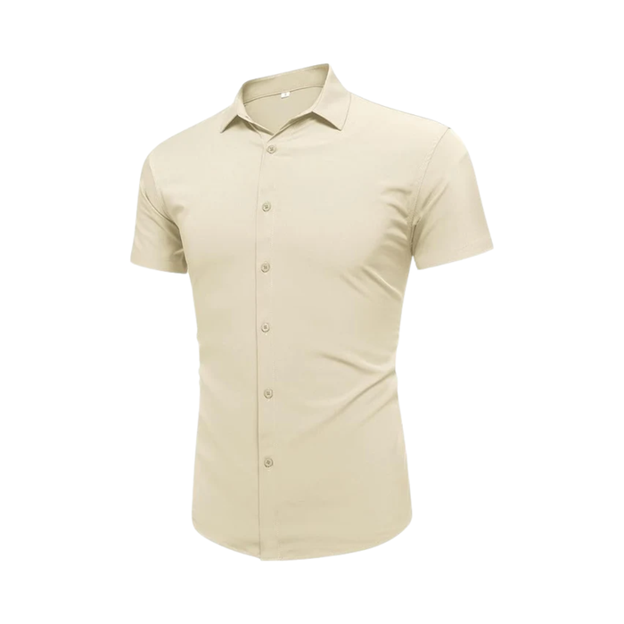 Urru Men's Muscle Dress Shirts Slim Fit Stretch Short Sleeve
