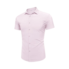 Urru Men's Muscle Dress Shirts Slim Fit Stretch Short Sleeve