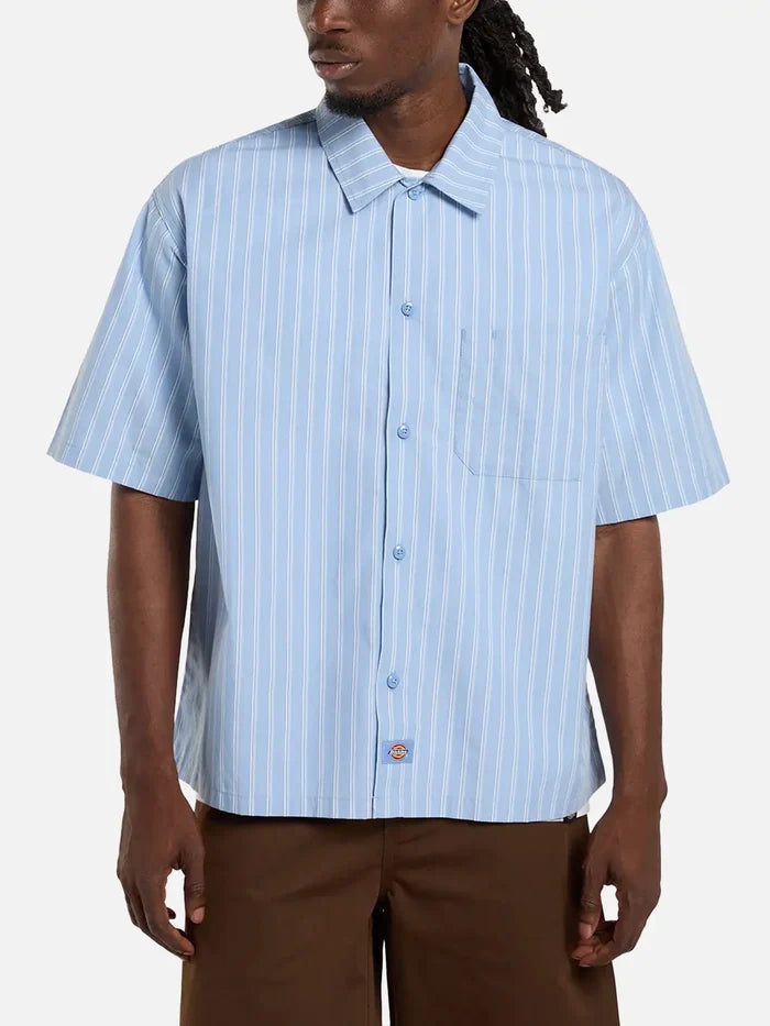 DICKIES Venedocia Stripe Shirt SS - Endless Sky - Uncategorized GÖMLEK
