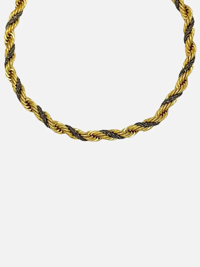 NES VINTAGE Vintage Gold & Silver Plated Rope Twist Necklace - Necklaces KOLYE