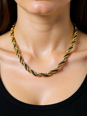 NES VINTAGE Vintage Gold & Silver Plated Rope Twist Necklace - Necklaces KOLYE