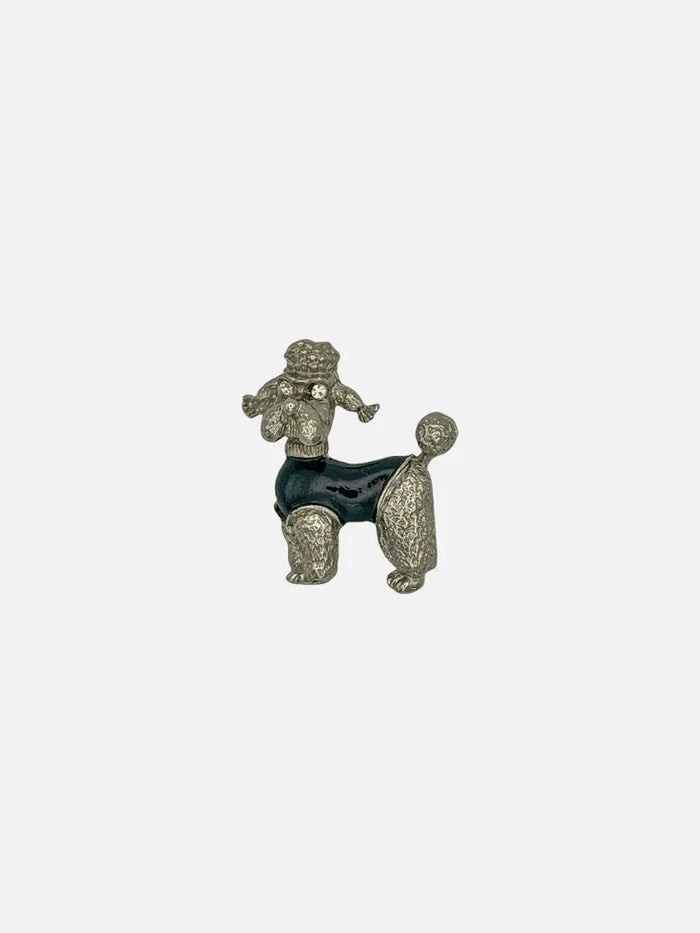 NES VINTAGE Vintage Silver Tone Black Enamel Poodle Brooch - Brooches & Lapel Pins BROŞ