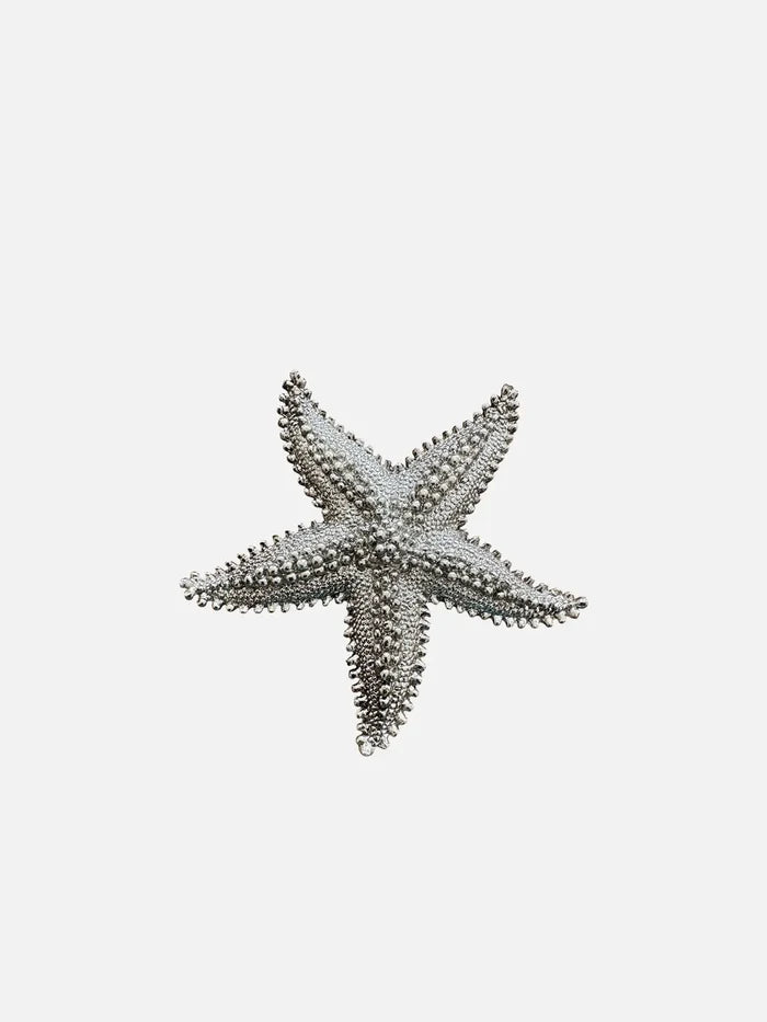 NES VINTAGE Vintage Textured Star Brooch - 1980’s – gümüş, önden görünüm