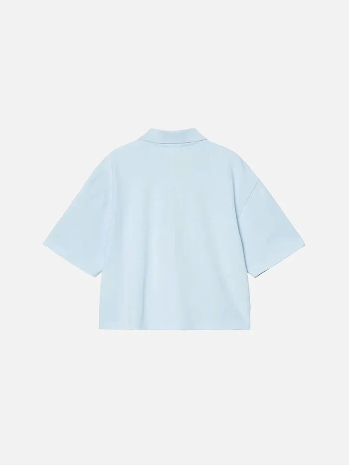 CARHARTT WIP W' S/S Carhartt Script Polo TS - Icaria/White - Uncategorized T-SHIRT