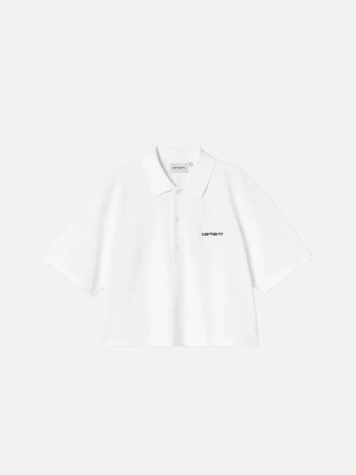 CARHARTT WIP W' S/S Carhartt Script Polo TS - White/Black - Uncategorized T-SHIRT