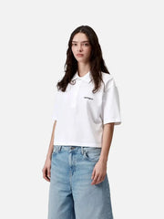 CARHARTT WIP W' S/S Carhartt Script Polo TS - White/Black - Uncategorized T-SHIRT
