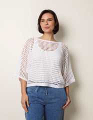 Round Neck Net Top