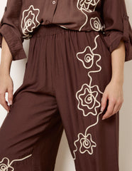 Floral Embroidery Trousers