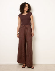 Embroidered Pattern Wide-Leg Trousers