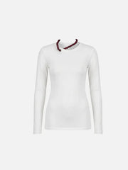 CULT FORM Wooden Jew Neck Top - White – beyaz, önden görünüm