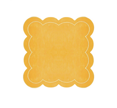 Yellow Linen with White Embroidery Napkins, Set of 4