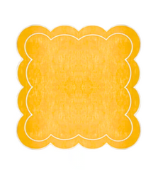 Yellow Linen with White Embroidery Napkins, Set of 4